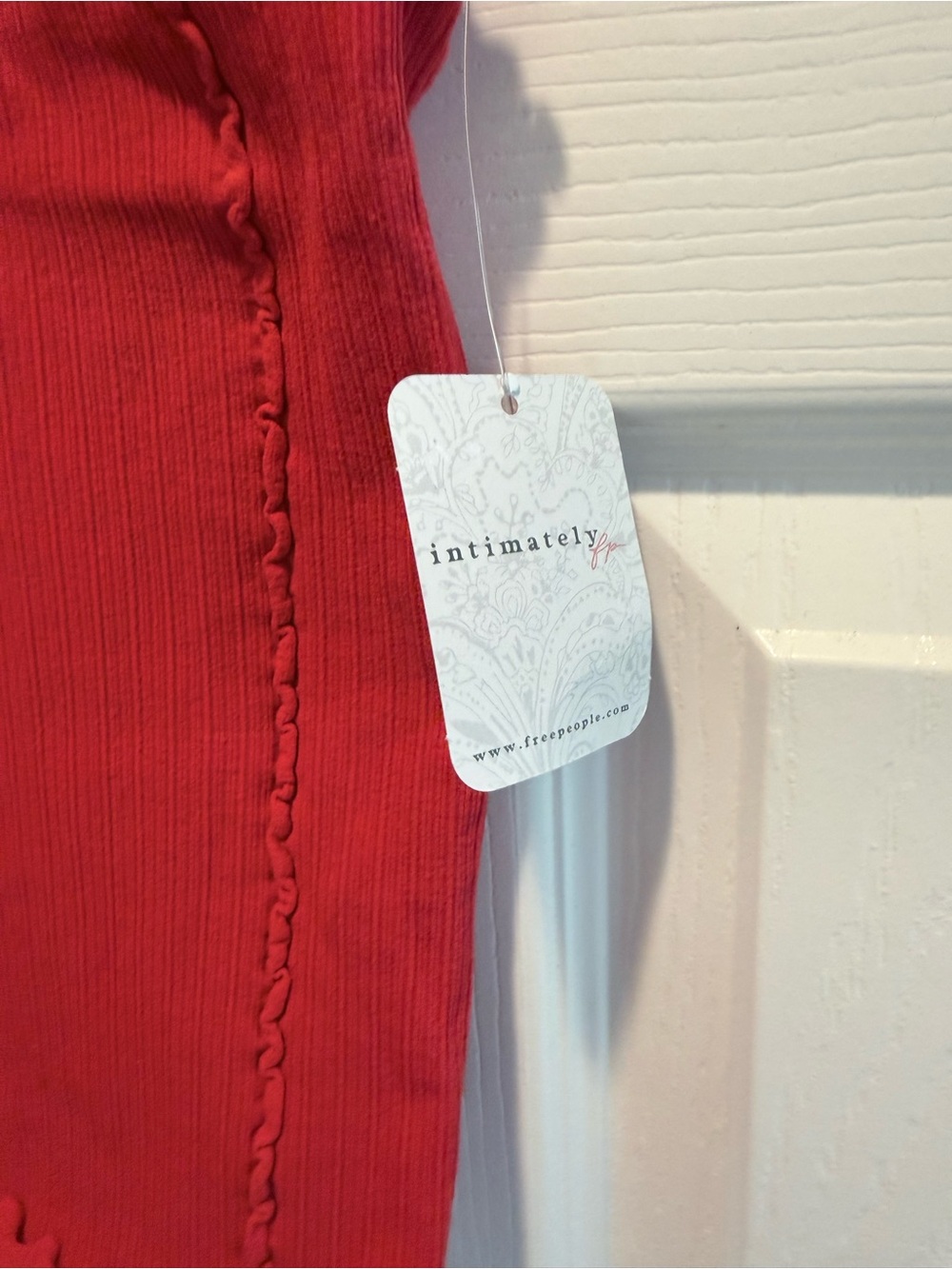 Free People Red Ribbed Ruffle-Edge Tank - Picture 2 of 3